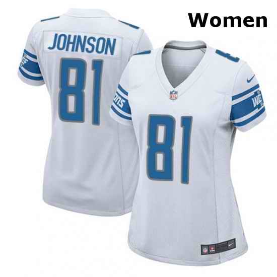 Womens Nike Detroit Lions 81 Calvin Johnson Game White NFL Jersey